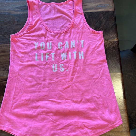 You can't lift with us pink tank top - Picture 6 of 6